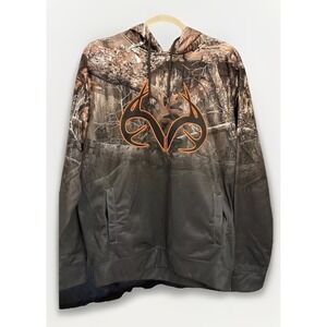 Mens Medium Realtree Edge Fleece Lined Green Camouflage Hoodie Hunting Fishing